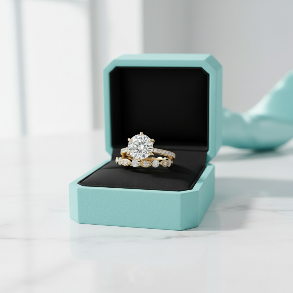 2.5ct Vintage Diamond 6 Prong Round Cut Yellow Gold Bridal Set-Evani Jewelry