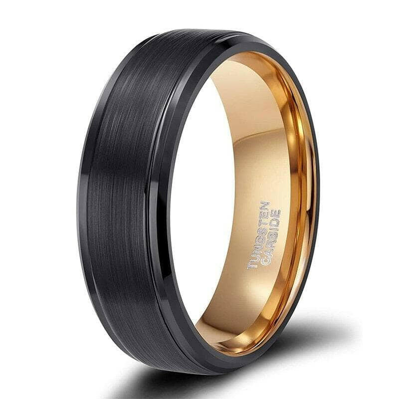 Vintage Black & Gold Tungsten Men's Wedding Band-Evani Jewelry