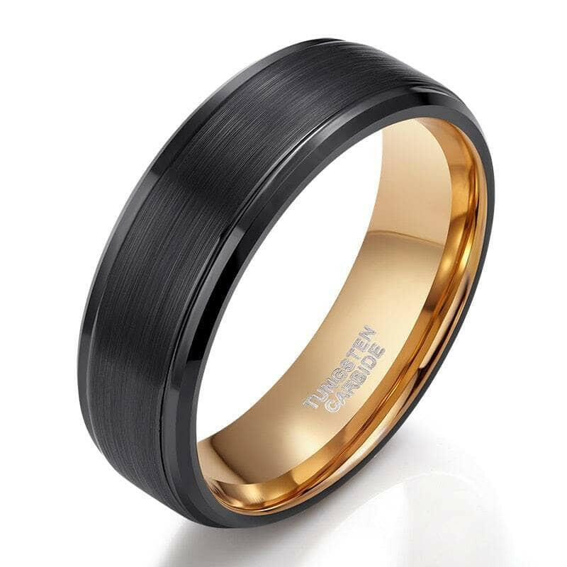 Vintage Black & Gold Tungsten Men's Wedding Band-Evani Naomi Jewelry