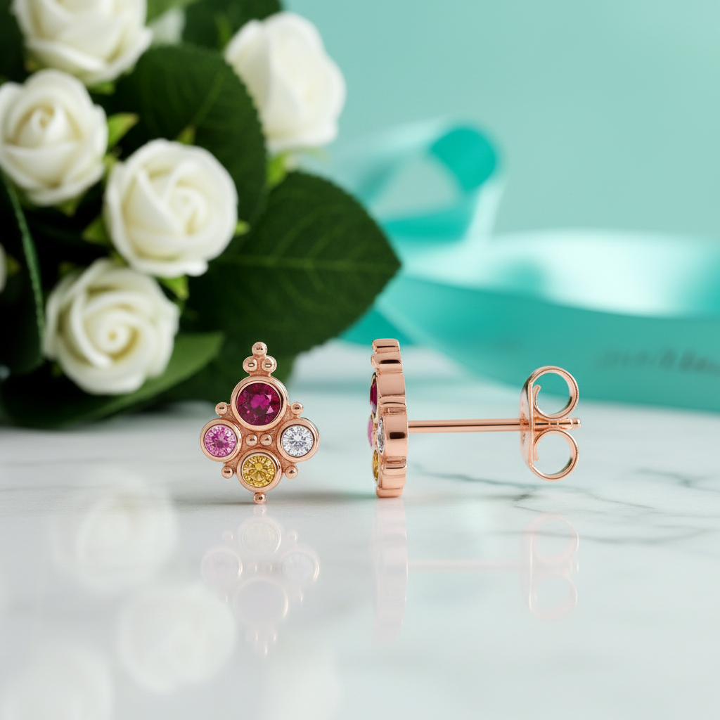 Vintage Colorful Stone Royalty Stud Earrings-Evani Jewelry