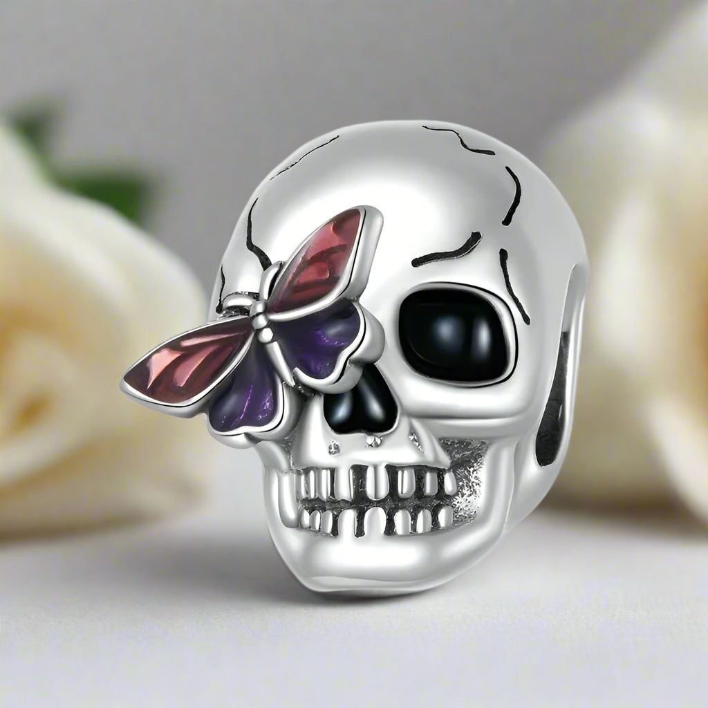 Vintage Diablo Skull with Butterfly Charm-Evani Jewelry