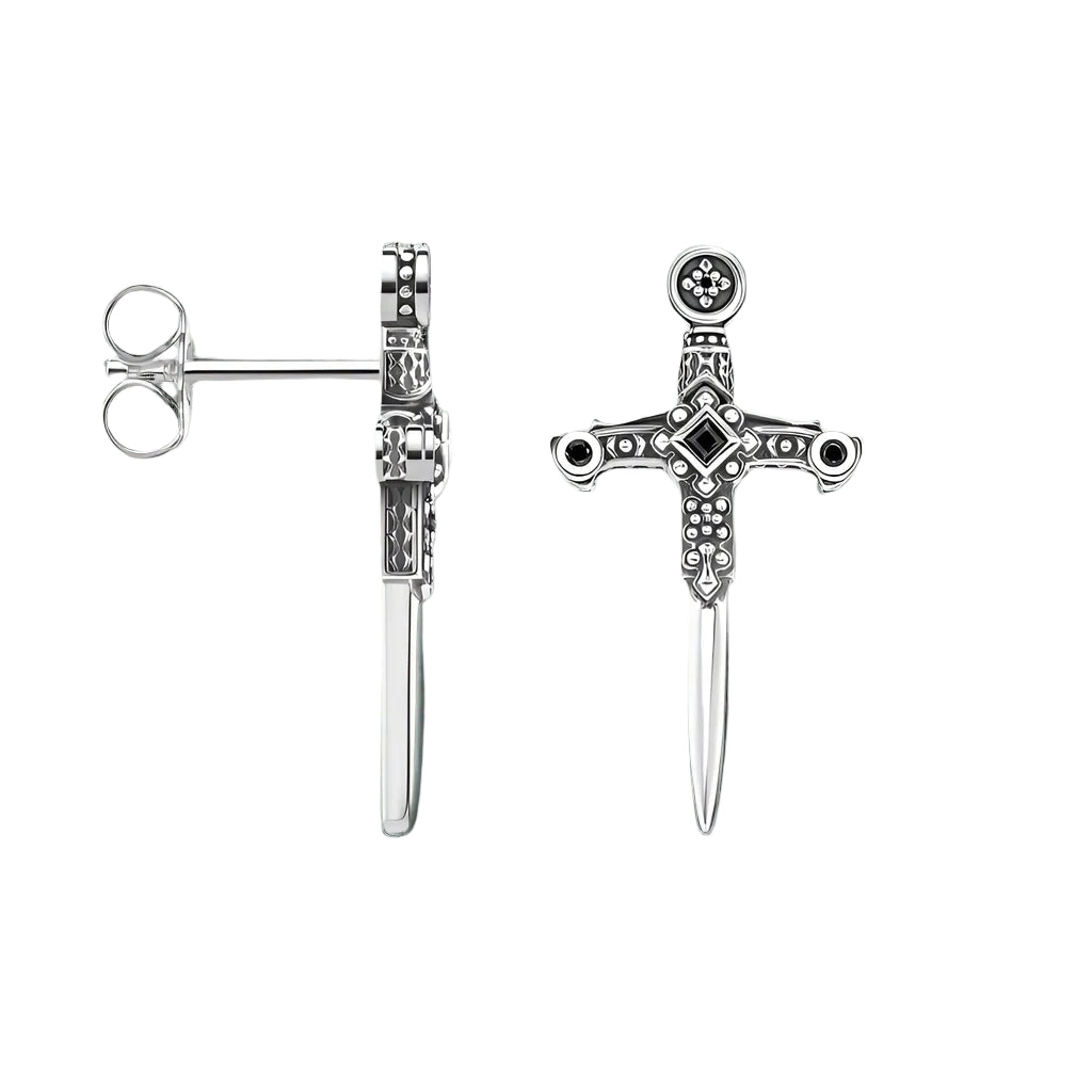 Vintage Diamond Sword Earrings-Evani Naomi Jewelry