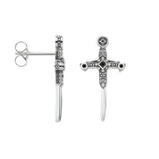Vintage Diamond Sword Earrings-Evani Naomi Jewelry