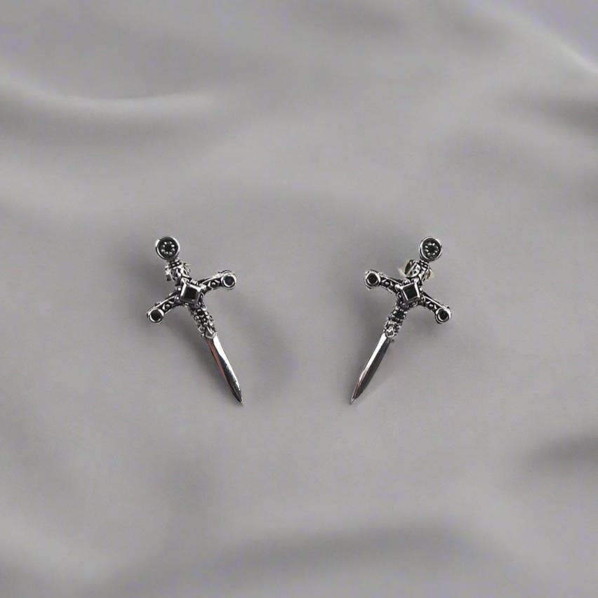 Vintage Diamond Sword Earrings-Evani Naomi Jewelry