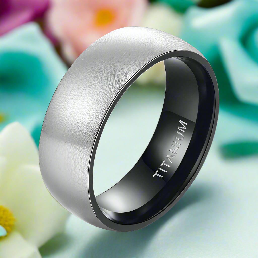 Vintage Domed Titanium Unisex Wedding Band-Evani Naomi Jewelry