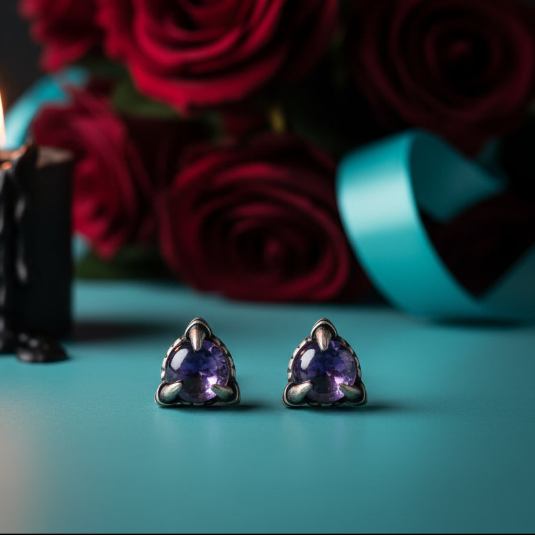 Vintage Dragon Claw Garnet Stud Earrings-Evani Naomi Jewelry