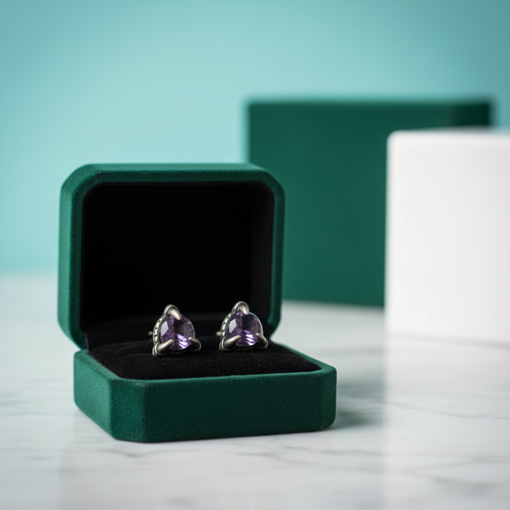 Vintage Dragon Claw Garnet Stud Earrings