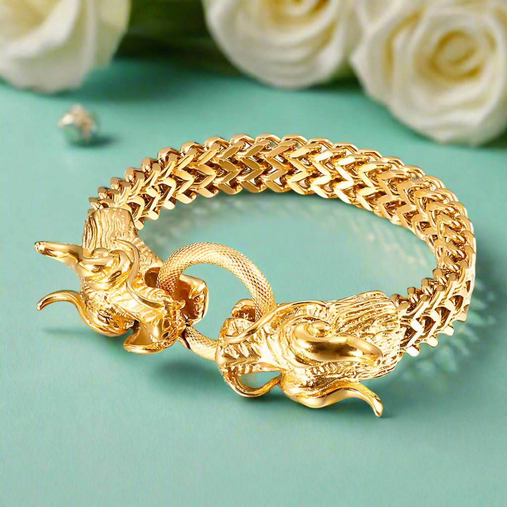 Vintage Dragon Scales Box Chain Bracelet-Evani Naomi Jewelry