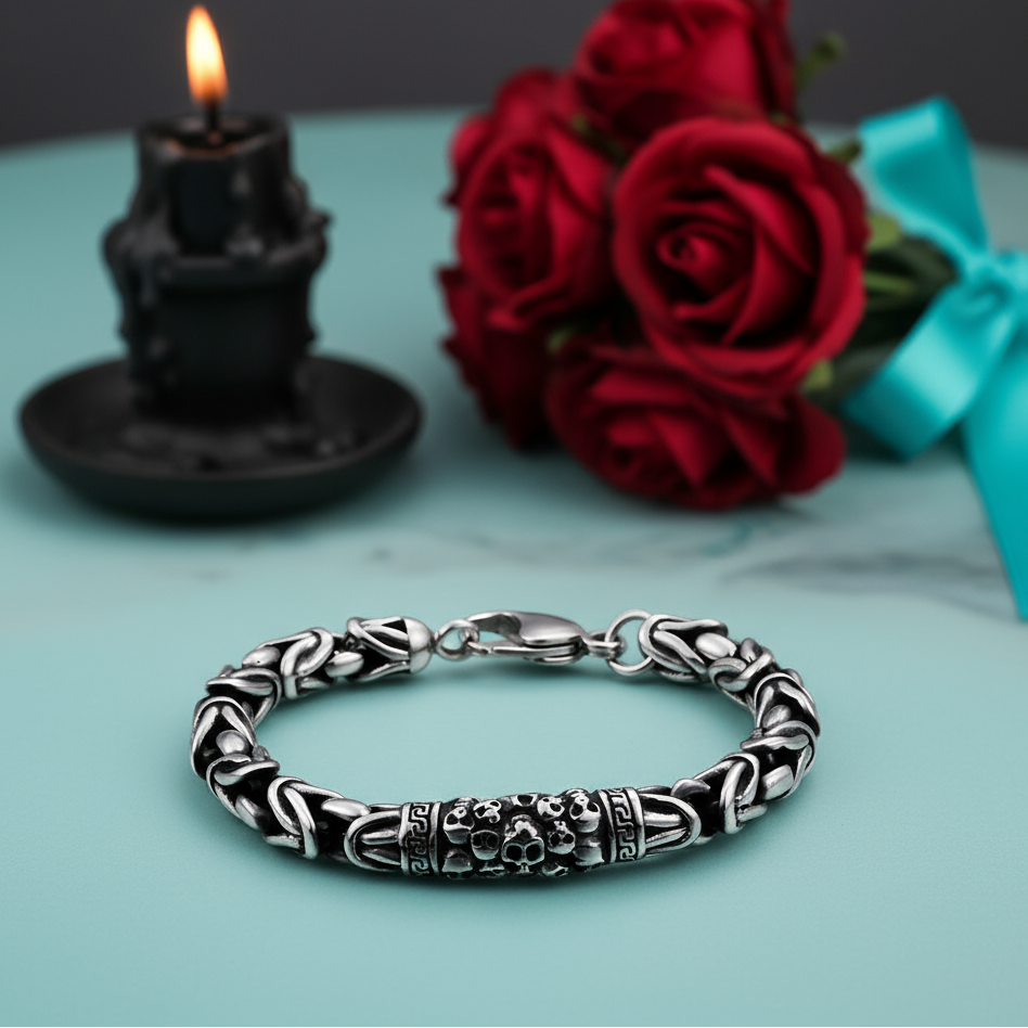 Vintage Empire Chain Skull Bracelet-Evani Naomi Jewelry