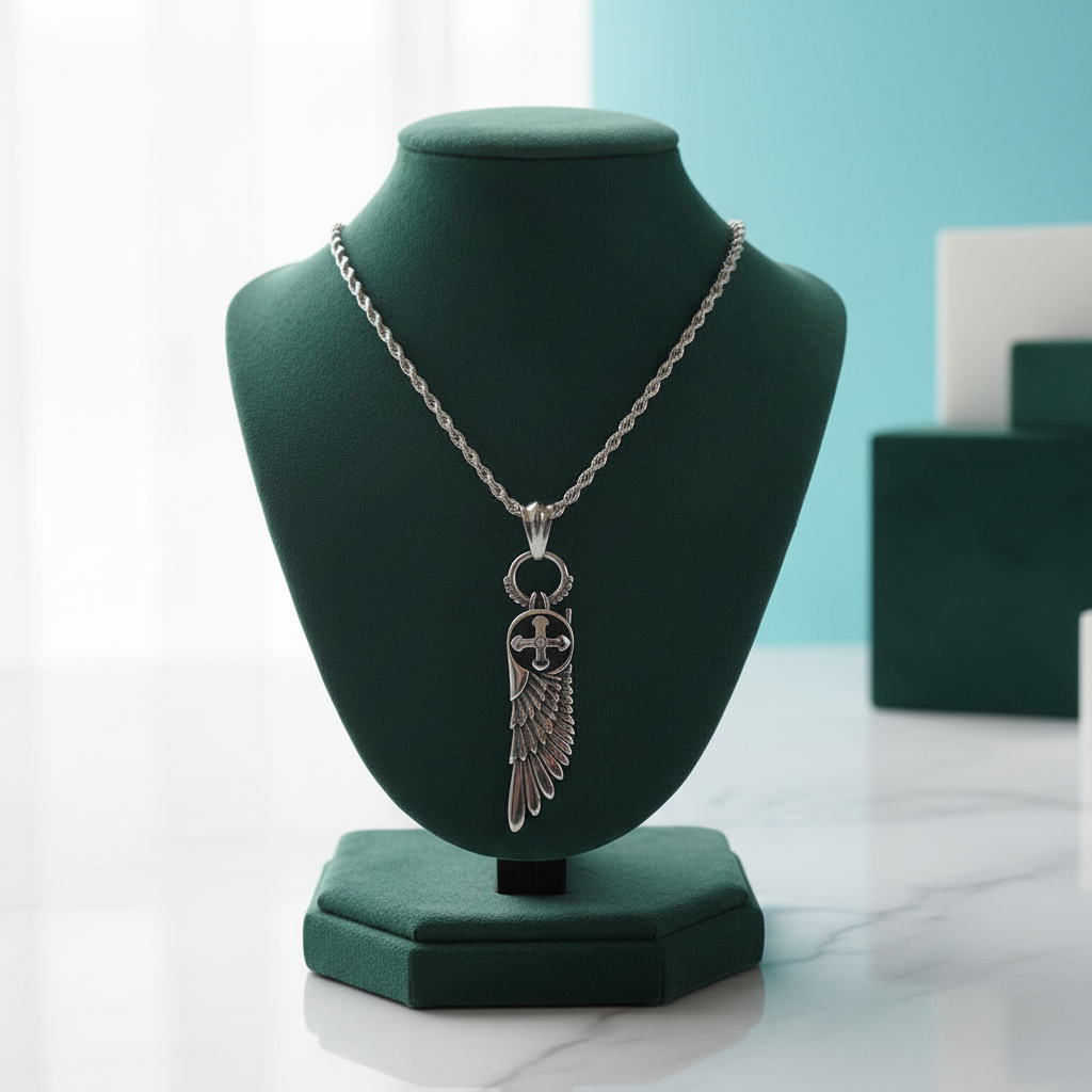 Vintage Feather and Cross Pendant Necklace - Evani Naomi Jewelry