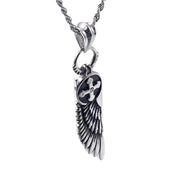 Vintage Feather and Cross Pendant Necklace-Evani Naomi Jewelry