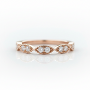 Vintage Milgrain Diamond Option14k Rose Gold Wedding Band - Evani Naomi Jewelry