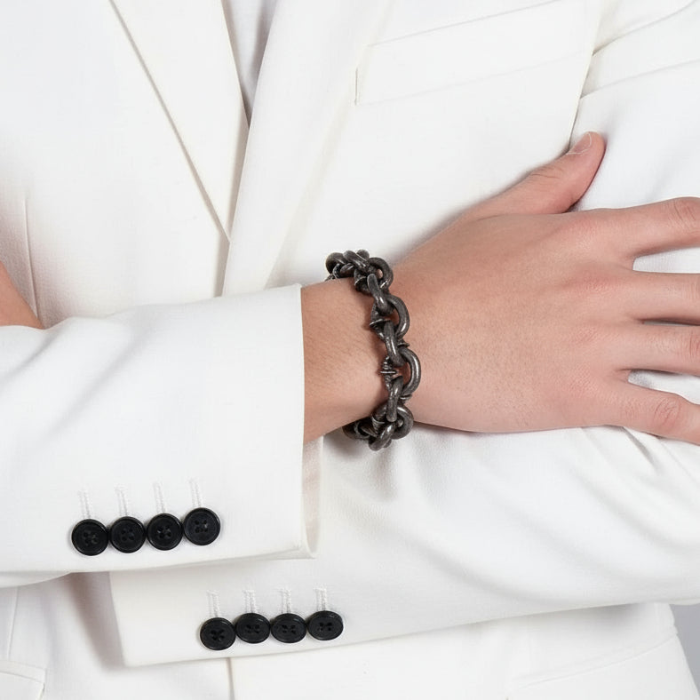 Vintage Nail Lock Chain Cuban Link Bracelet-Evani Naomi Jewelry