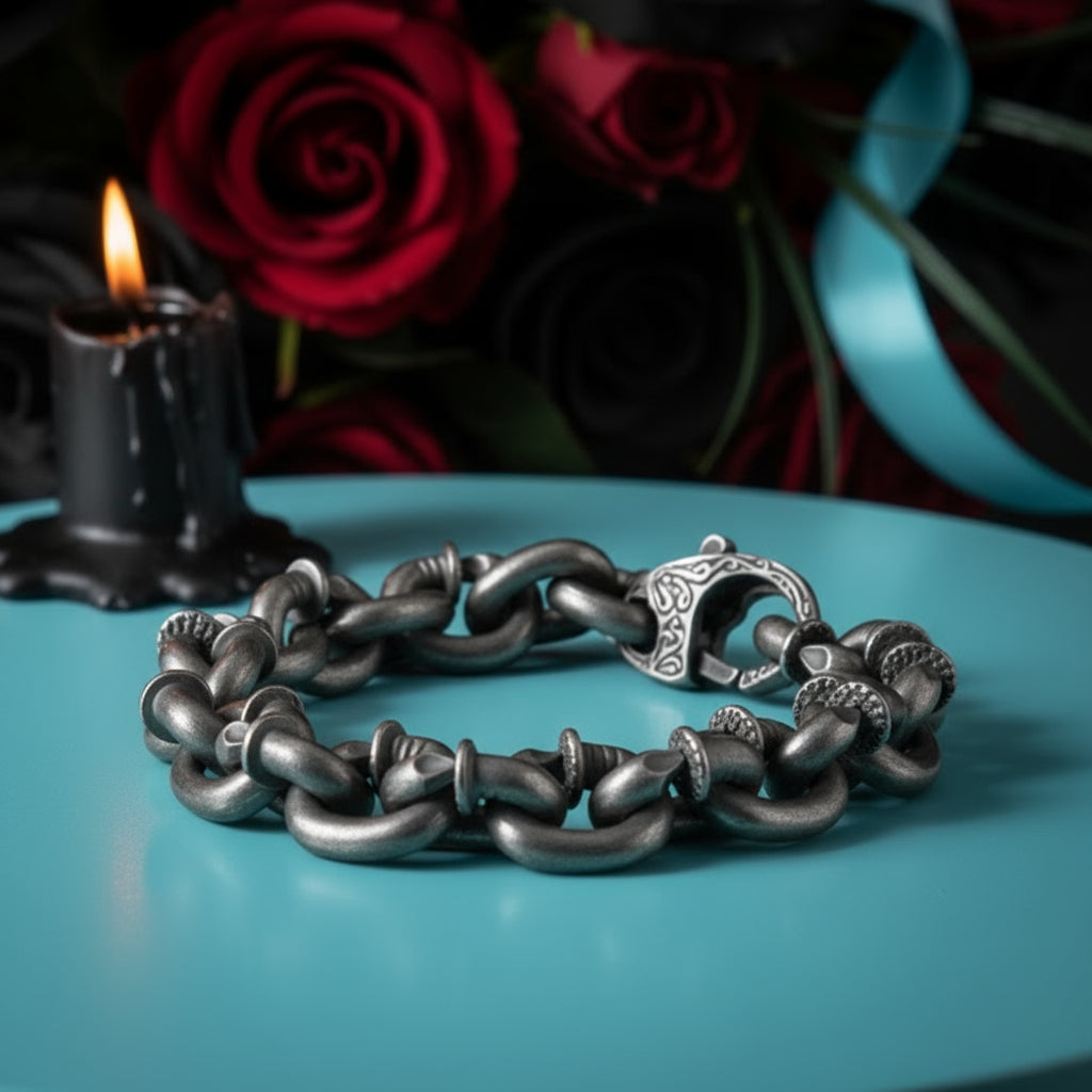 Vintage Nail Lock Chain Cuban Link Bracelet-Evani Naomi Jewelry