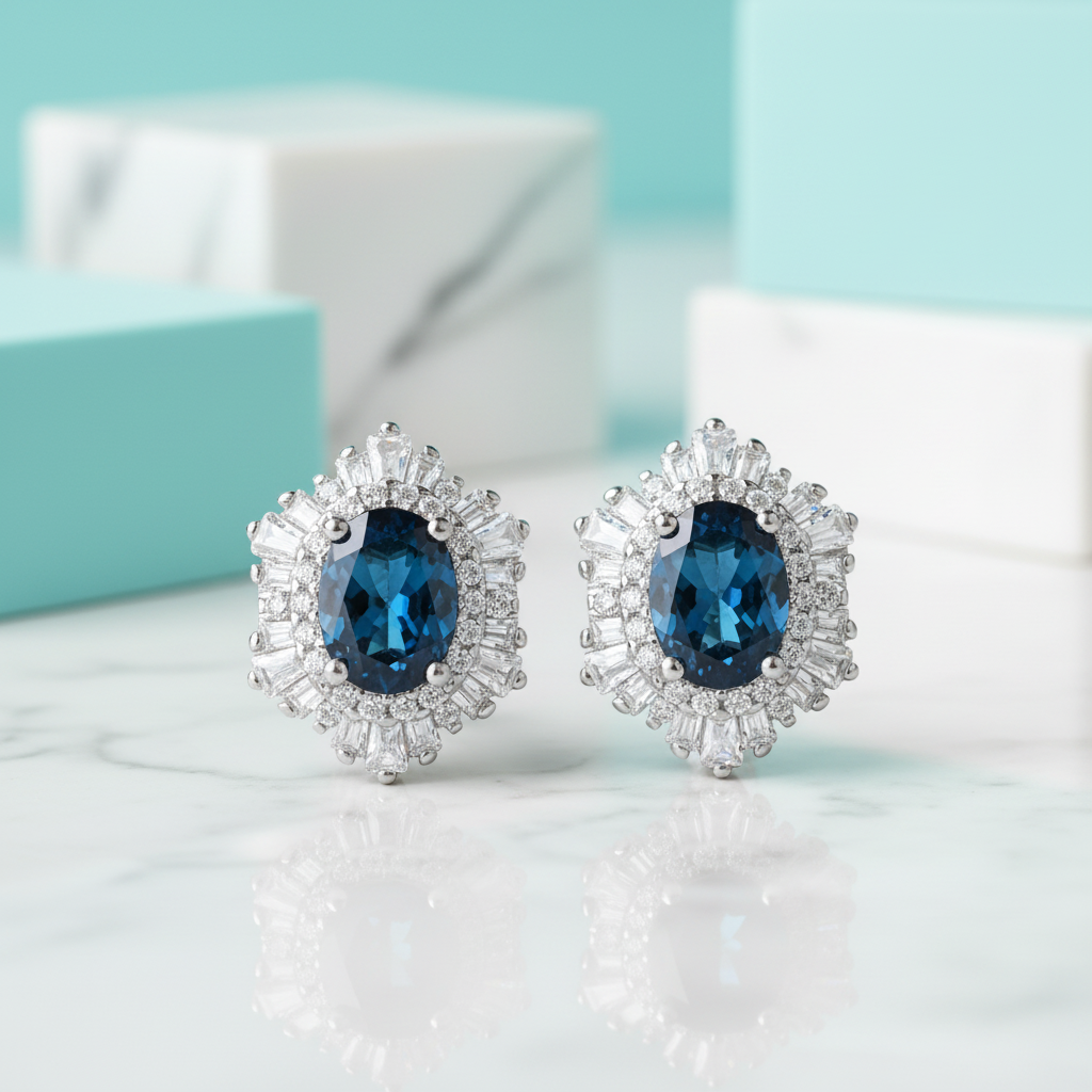 Vintage Oval-cut Tanzanite Birthstone Jewelry Set