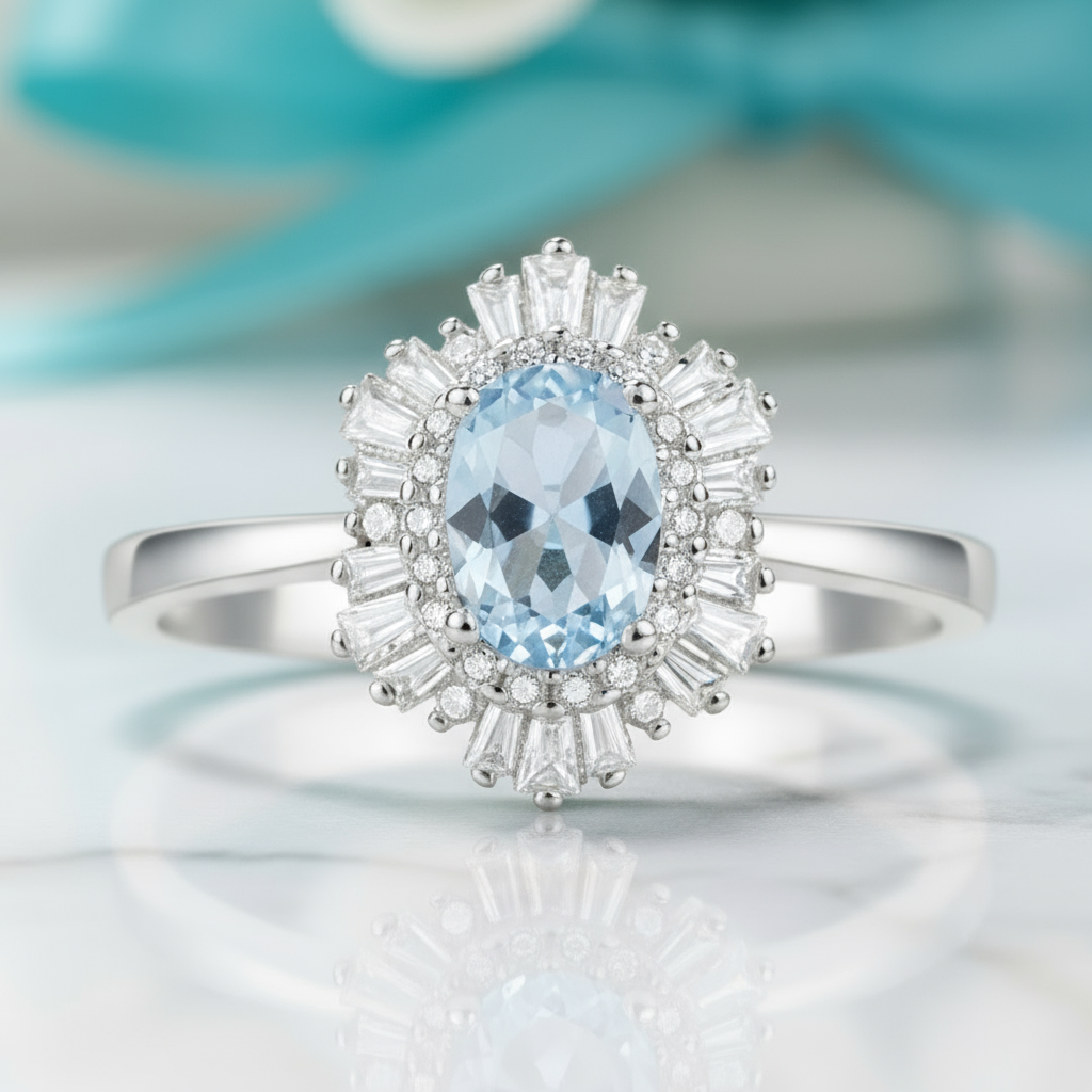 Vintage Oval-cut Aquamarine Jewelry Set