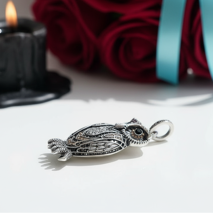 Vintage Owl Charm Pendant-Evani Jewelry