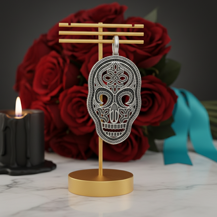 Vintage Skull Fleur-de-lis Mask Maori King Pendant-Evani Jewelry