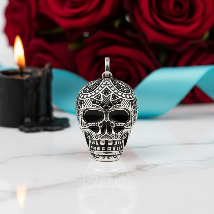 Vintage Skull Fleur-de-lis Mask Maori King Pendant-Evani Jewelry