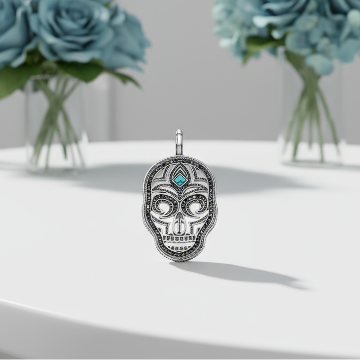 Vintage Skull Fleur-de-lis Mask Maori King Pendant-Evani Naomi Jewelry