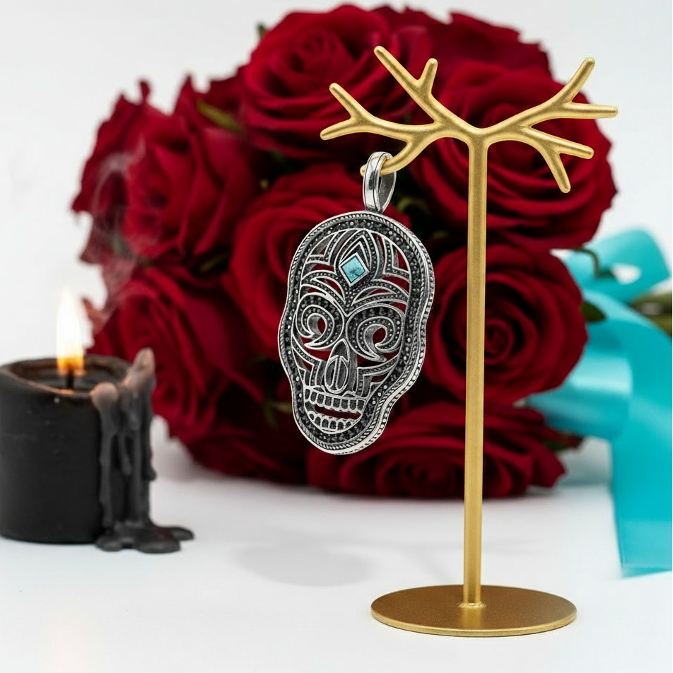 Vintage Skull Fleur-de-lis Mask Maori King Pendant-Evani Jewelry