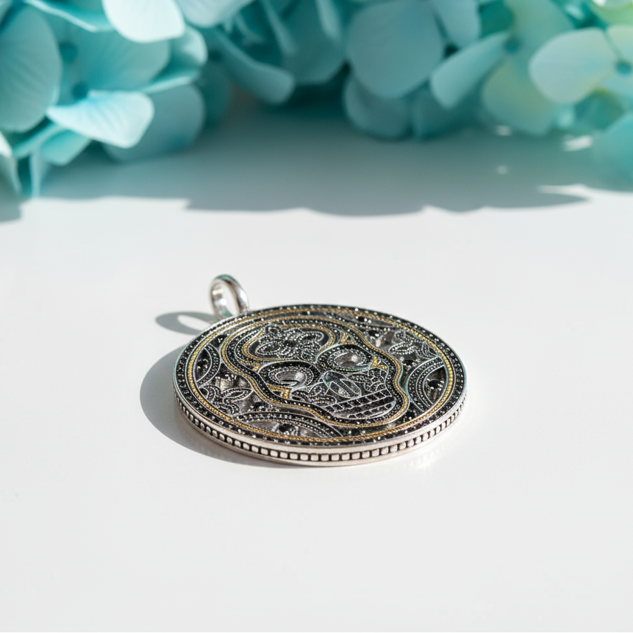 Vintage Skull Fleur-de-lis Mask Maori King Pendant-Evani Naomi Jewelry