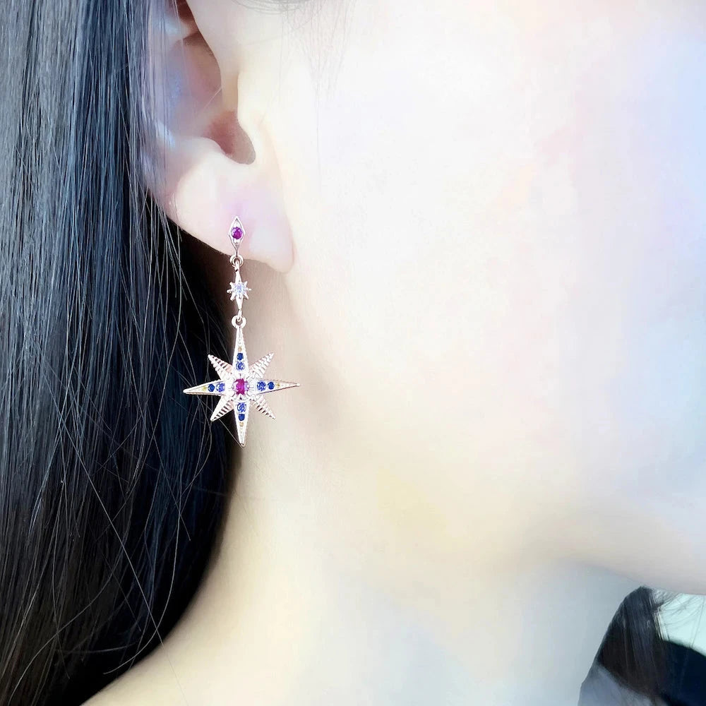 Vintage Star and Moon Diamond Earrings-Evani Naomi Jewelry