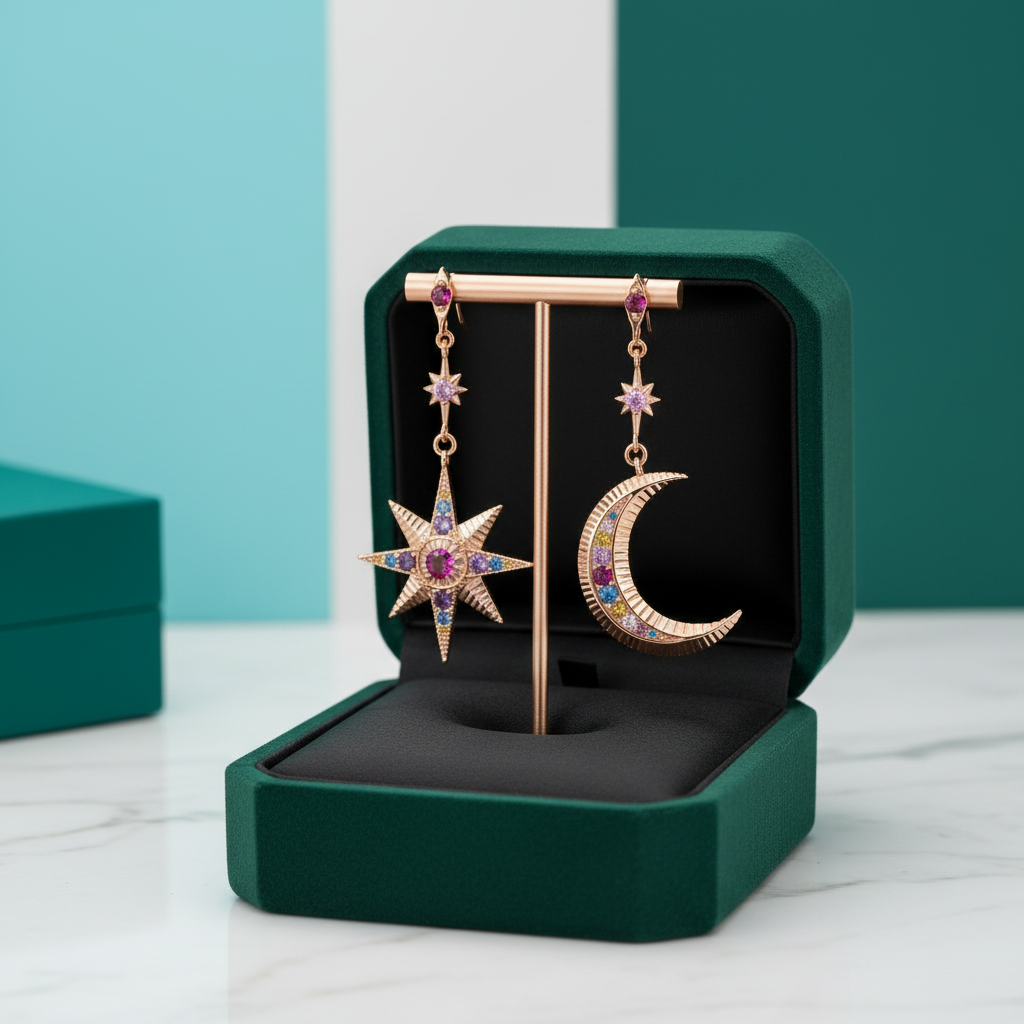 Vintage Star and Moon Diamond Option Earrings - Evani Naomi Jewelry
