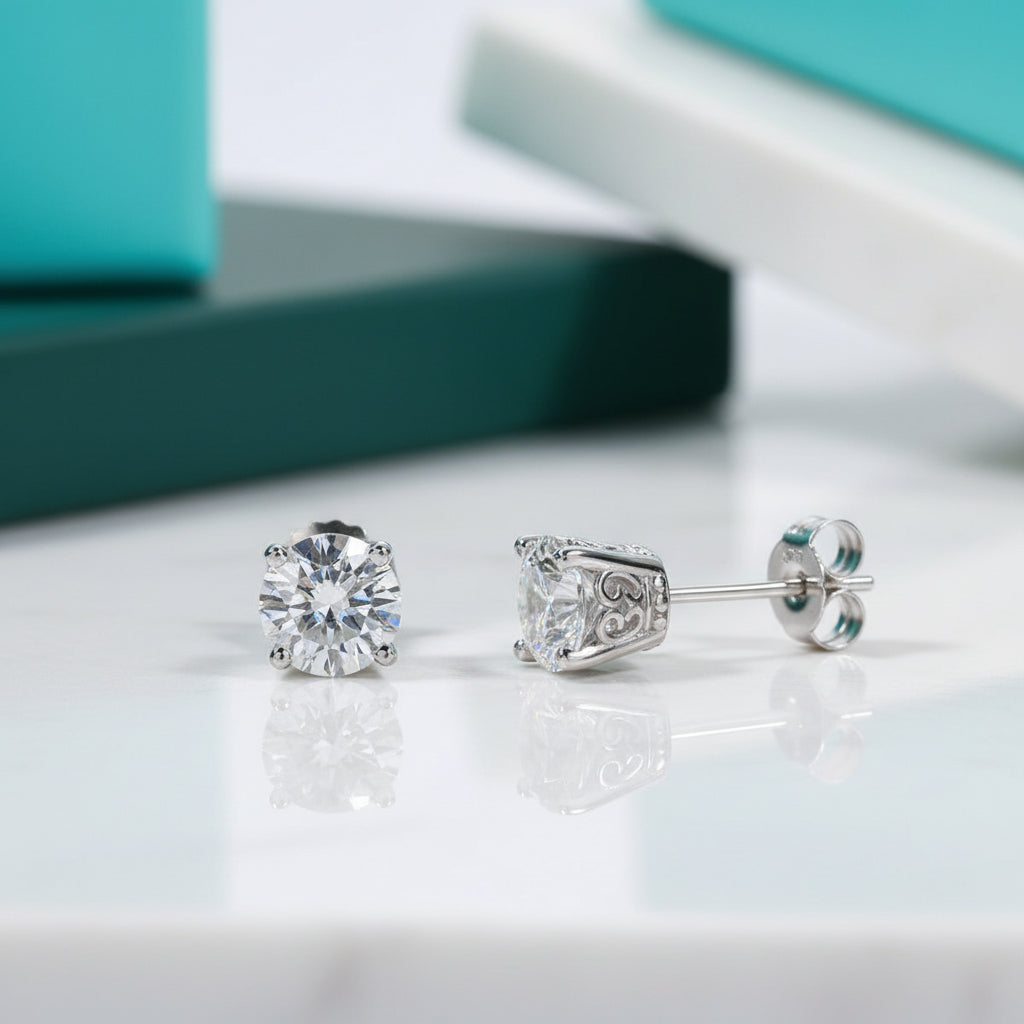 Vintage Style 1ct Diamond Stud Earrings-Evani Jewelry