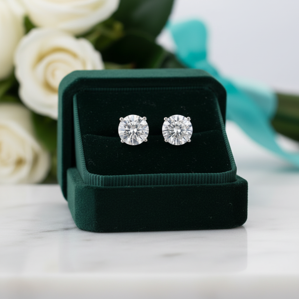 Vintage Style 1.0 ct Diamond Option Stud Earrings