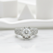 Vintage Style 2.0 Ct Round Cut Diamond Engagement Ring-Evani Jewelry