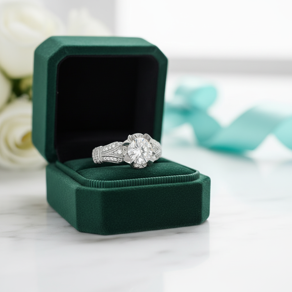 Vintage Style 2.0 Ct Round Cut Diamond Option Engagement Ring - Evani Naomi Jewelry
