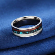 Vintage Unisex Titanium Wedding Band with Deer Antler & Wood Inlay-Evani Naomi Jewelry
