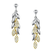 Wheat Leaves Diamond Drop Earrings-Evani Naomi Jewelry