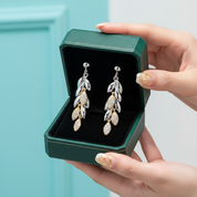 Wheat Leaves Diamond Option Drop Earrings