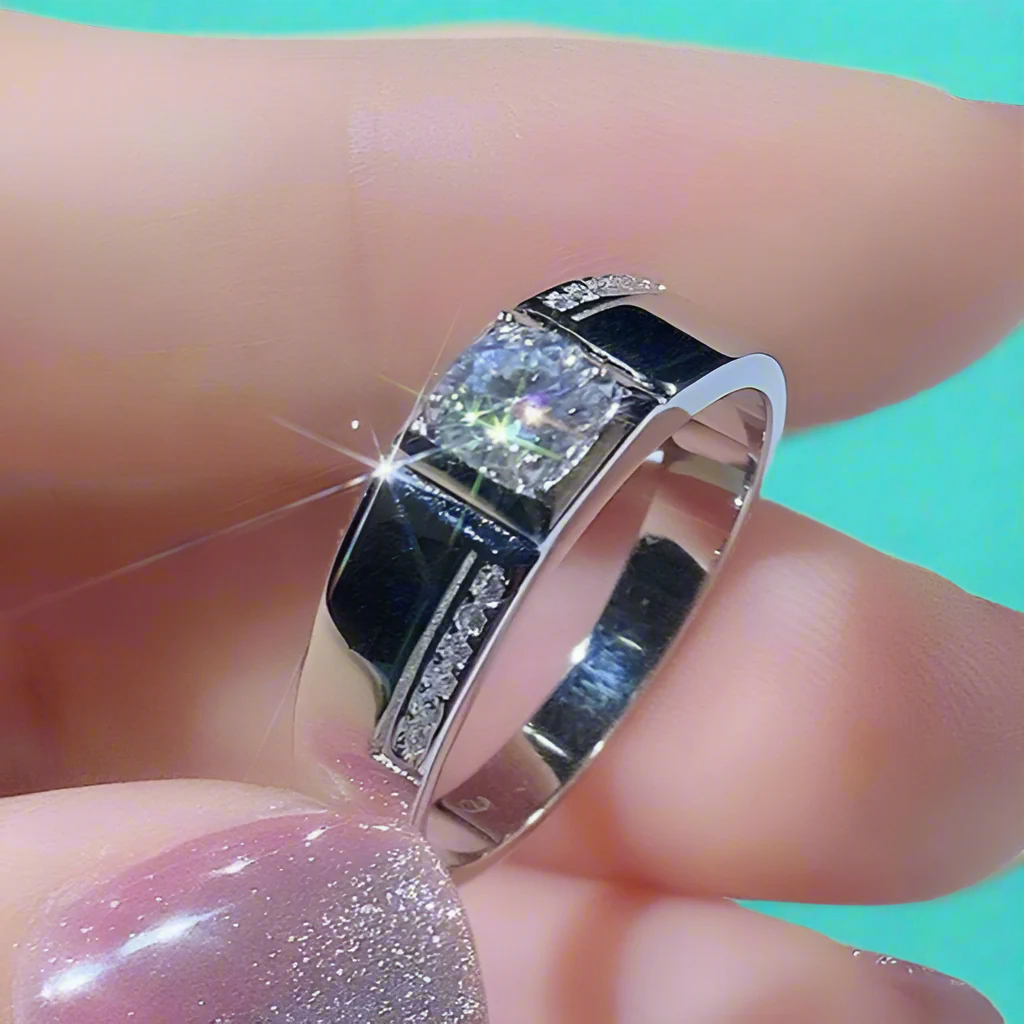 White Gold 0.5 Ct Round Cut Diamond Mens Ring-Evani Naomi Jewelry