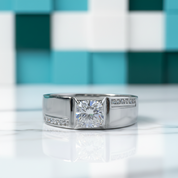 White Gold 0.5 Ct Round Cut Diamond Option Mens Ring - Evani Naomi Jewelry