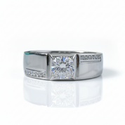 White Gold 0.5 Ct Round Cut Diamond Option Mens Ring - Evani Naomi Jewelry