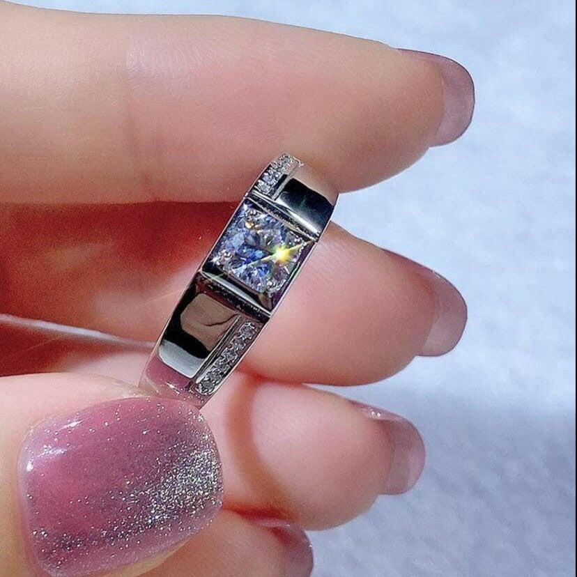 White Gold 0.5 Ct Round Cut Diamond Mens Ring-Evani Naomi Jewelry