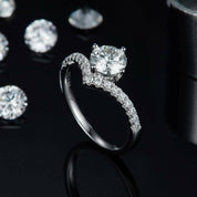White Gold 1.0 Ct Round Cut Diamond Engagement-Evani Naomi Jewelry