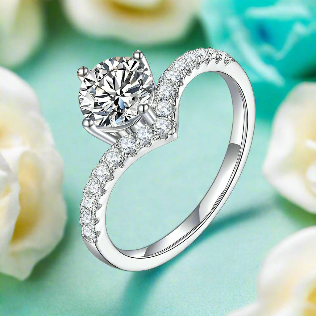 White Gold 1.0 Ct Round Cut Diamond Engagement-Evani Jewelry