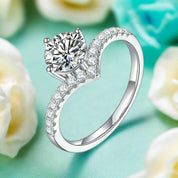 White Gold 1.0 Ct Round Cut Diamond Engagement-Evani Naomi Jewelry