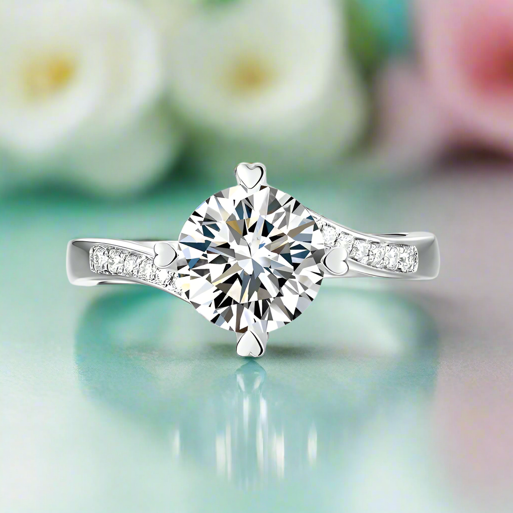 White Gold 1.5 Ct Round Cut Diamond Ring-Evani Naomi Jewelry