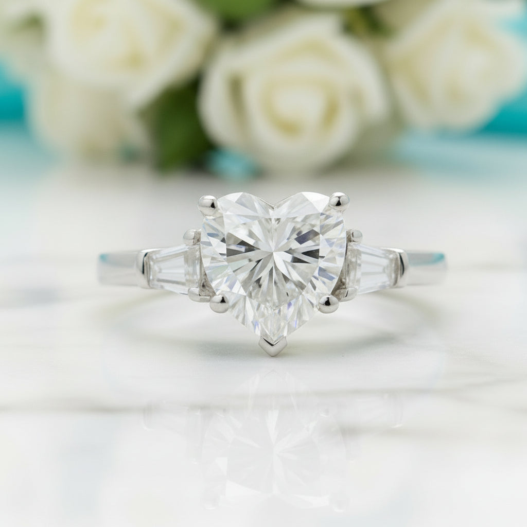 White Gold 2.0 Ct Heart Cut Diamond Engagement Ring-Evani Jewelry