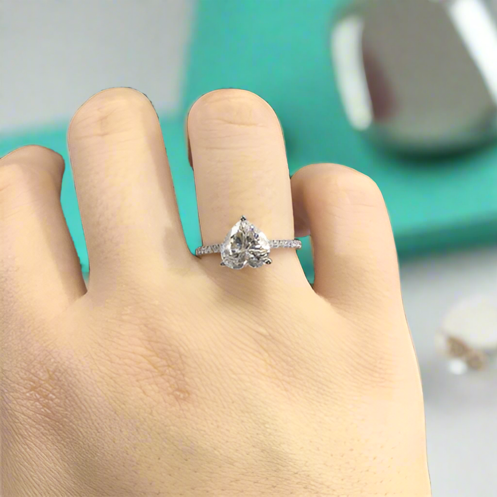 White Gold Engagement Ring with 2.0ct Heart Shaped Diamond-Evani Jewelry