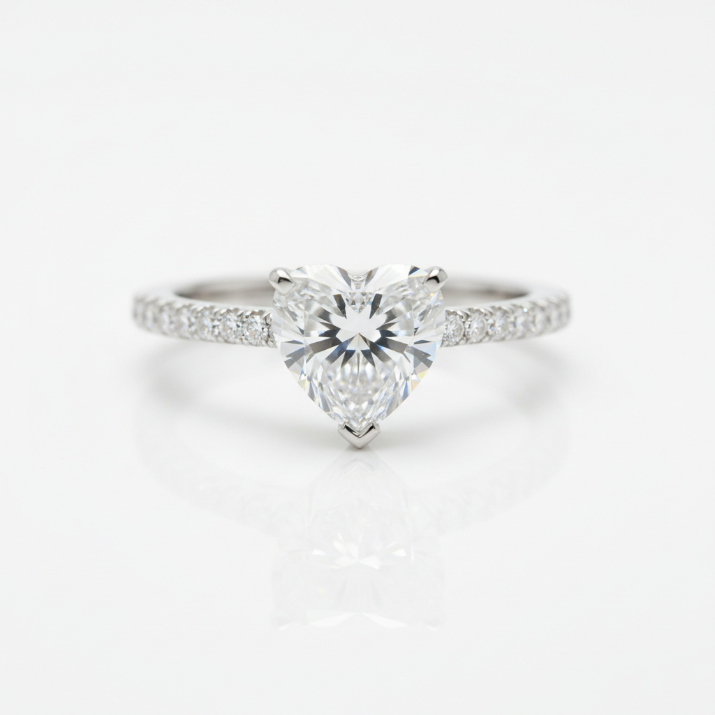White Gold Engagement Ring with 2.0ct Heart Shaped Diamond Option