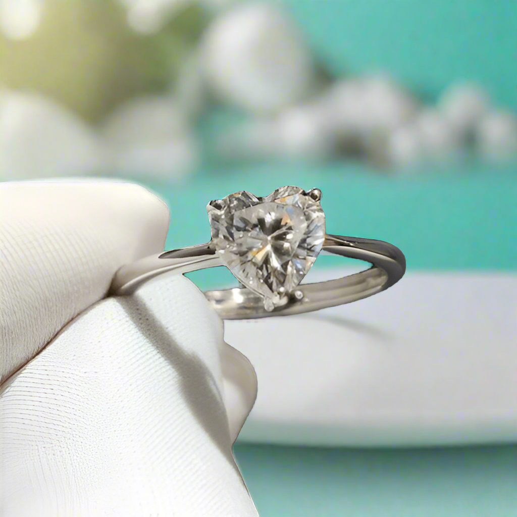 White Gold Engagement Ring with 2.0ct Heart-cut Diamond-Evani Jewelry