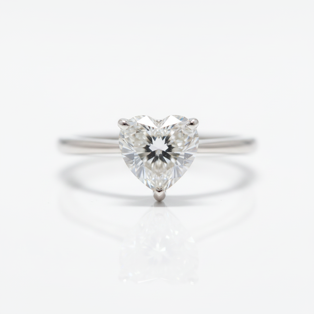 White Gold Engagement Ring with 2.0ct Heart-cut Diamond Option