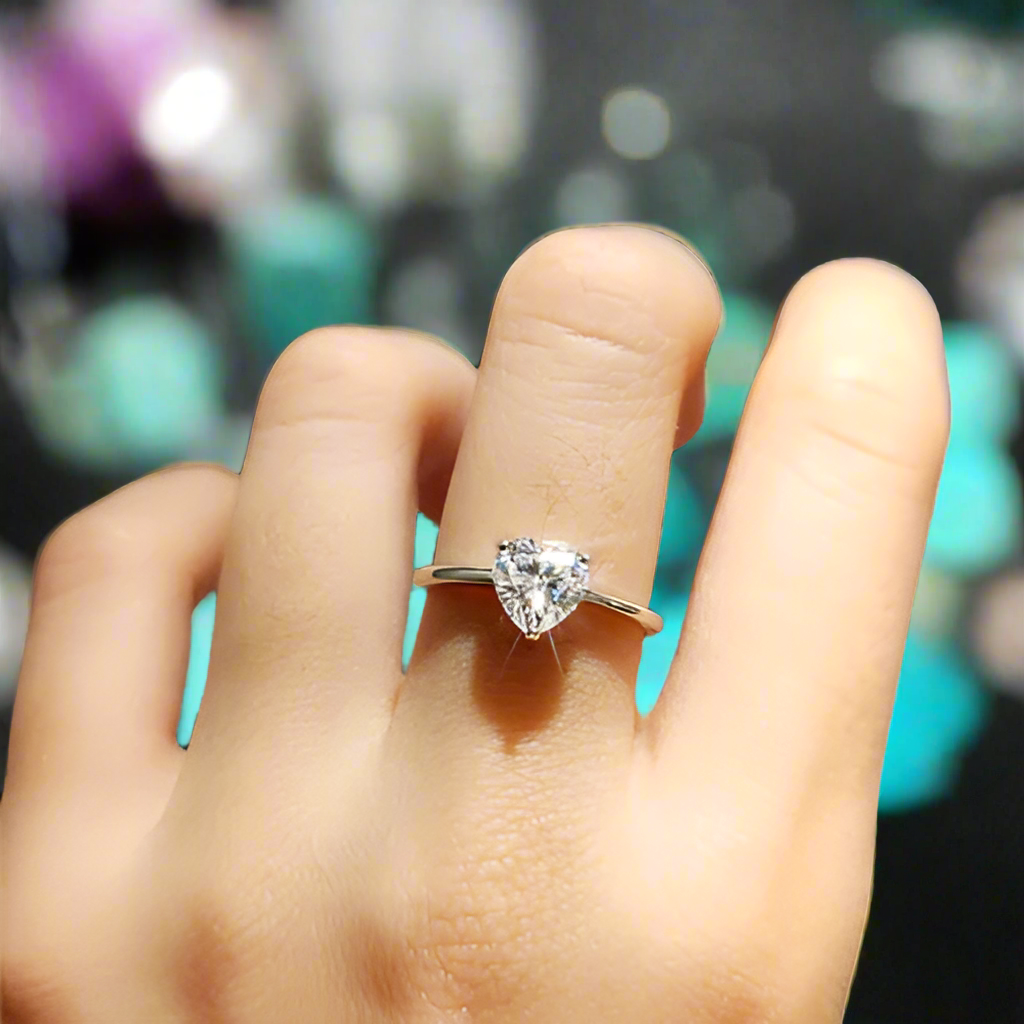 White Gold Engagement Ring with 2.0ct Heart-cut Diamond-Evani Jewelry