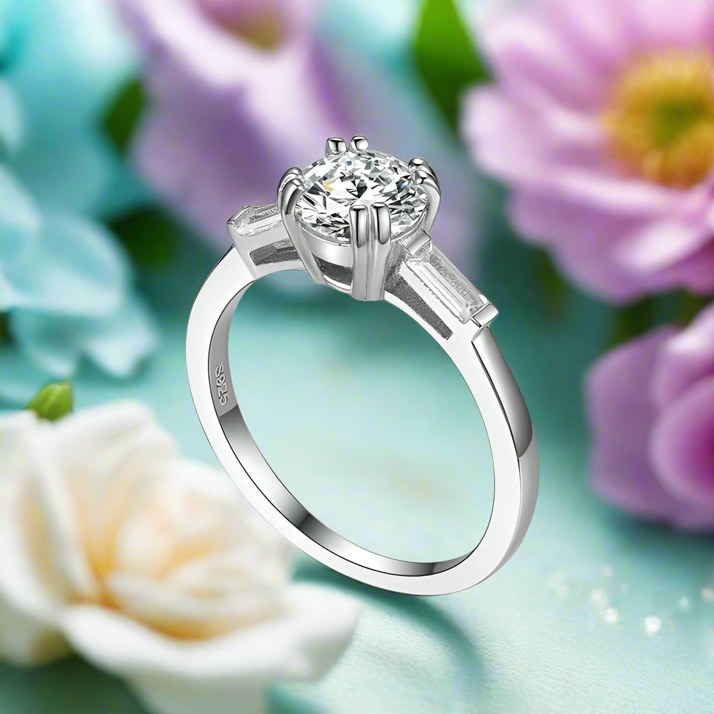 White Gold Engagement Ring with Round Cut Diamond-Evani Jewelry